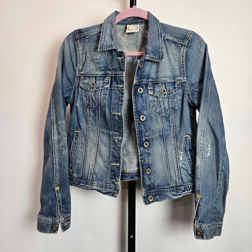 VTG Polo Jeans Ralph Lauren Lydia Repair Denim Jean Jacket Button Trucker Small‎